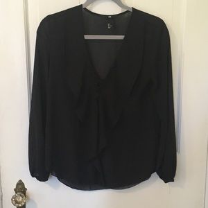 H&M black, flows, peasant style blouse! NWOT